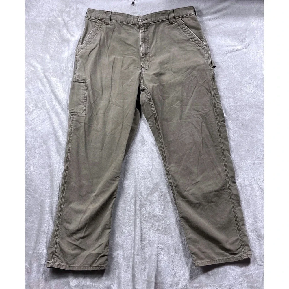 Carhartt Mens 38 Tan B151 LBR‎ Relaxed Fit Canvas Work Pants Carpenter Utility